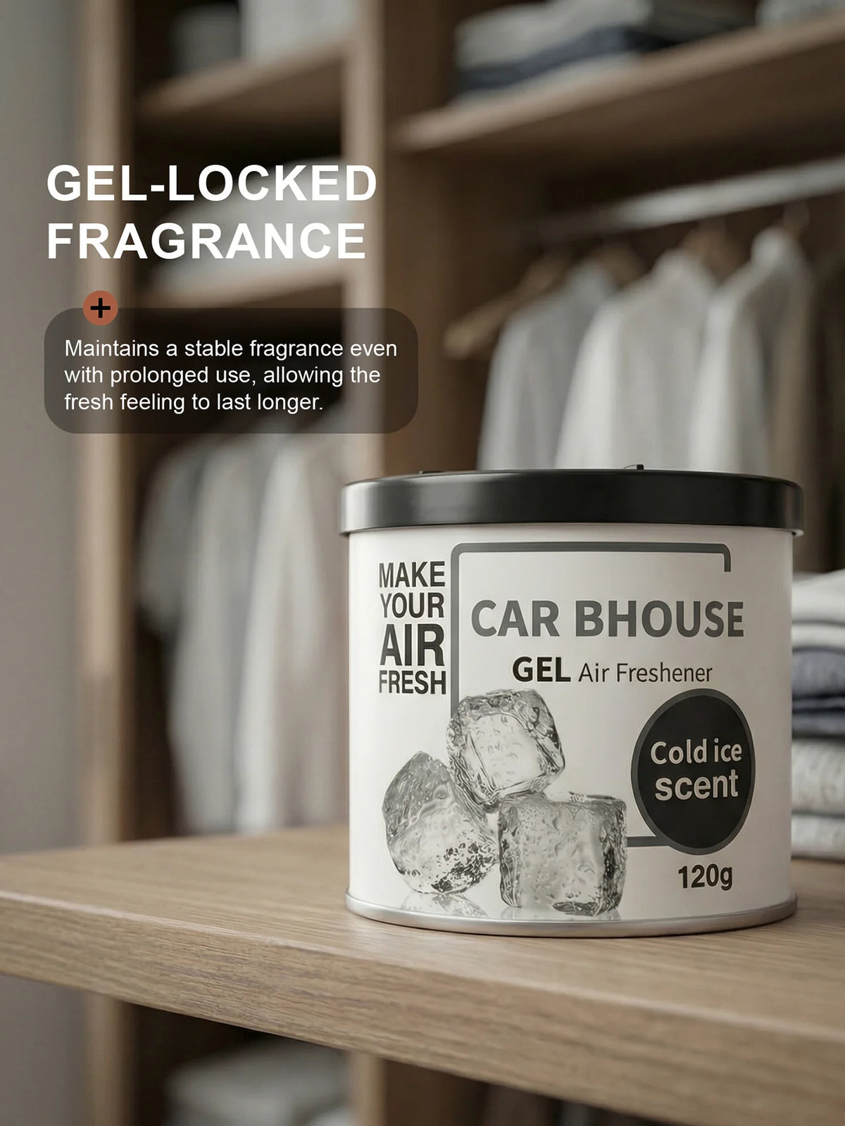 Dual-Purpose Air Freshening Gel for Cars and Homes, 120g with Fruity and Floral Fragrance, Providing Long-Lasting Scent.