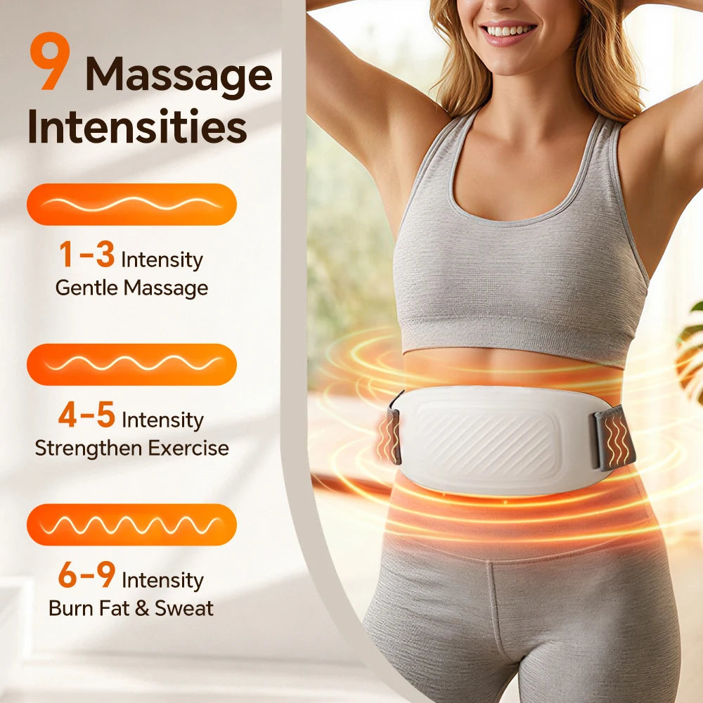 Electric Belly Massager 9 Modes 3 Heat Settings Rechargeable Abdominal Massager Cordless for Home Relax