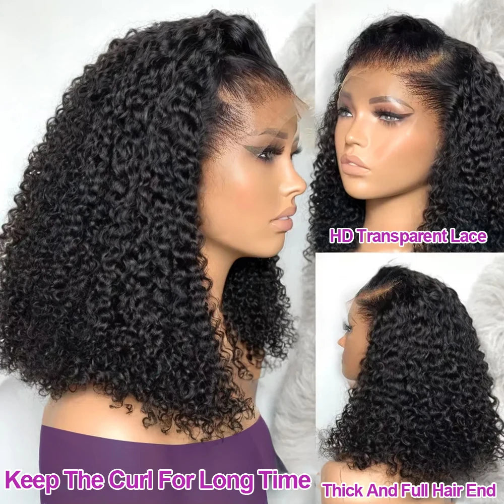 Brazilian Water Curly Lace Front Wig Short Bob Glueless Wigs Human Hair Deep Wave 13X6 Hd Lace Frontal Wig For Women 250 Density