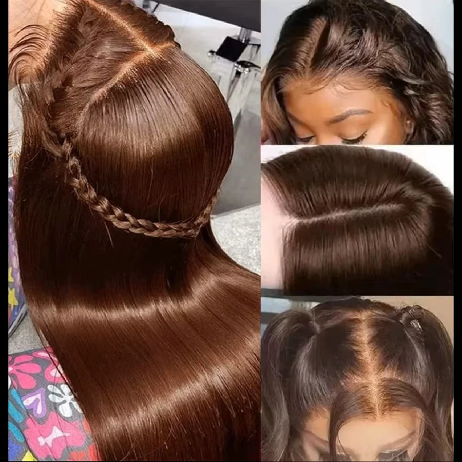 Hidden Invisible Strap 360 Full Hd Lace Glueless Wig Straight Chocolate Brown Lace Front Wigs Human Hair 360 Frontal Wig