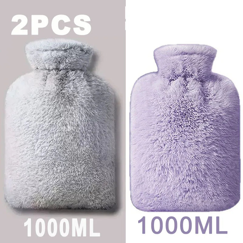 2025 Hot Water Bottle with Cover 1L for Bed Hand Foot Warmer Hot Water Bag Neck Shoulder Pain Menstrual Cramps Hot Compress