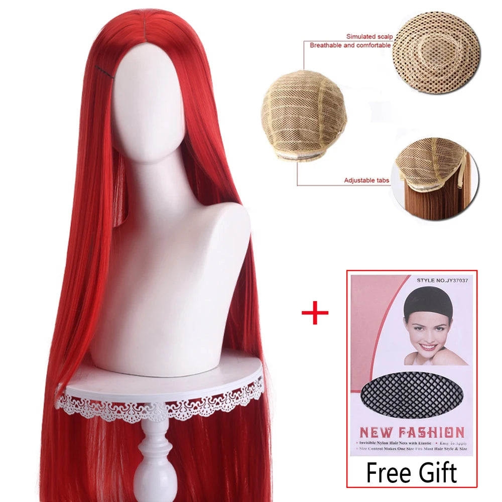 Long Straight Cosplay Wig 100cm Centre Parting Central Split Blond Pink Red Purple Heat Resistant Synthetic Hair Wigs