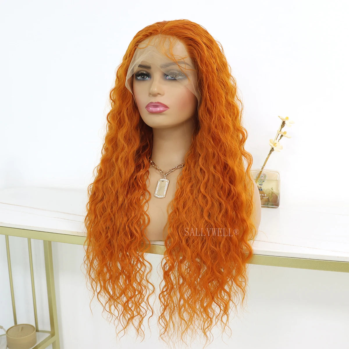 Long Curly Synthetic Lace Front Wigs Honey Blonde Wigs for Women Loose Deep Wave Wig Natural Looking Crimps Heat Resistant Hair