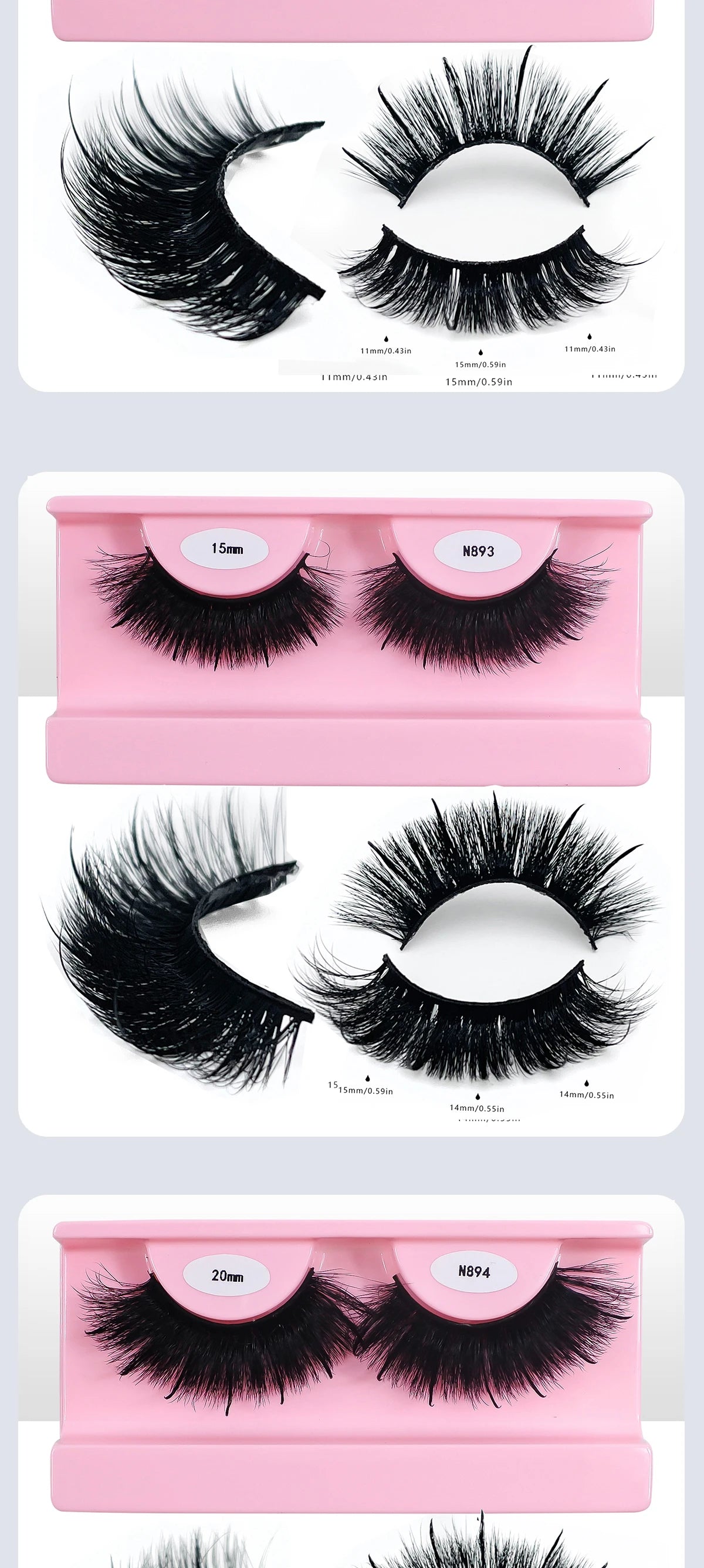 REDSIREN Faux Mink Lash Spikes Wispy Thick Natural Full Strip Lashes New Makeup Fluffy Mink Eyelashes