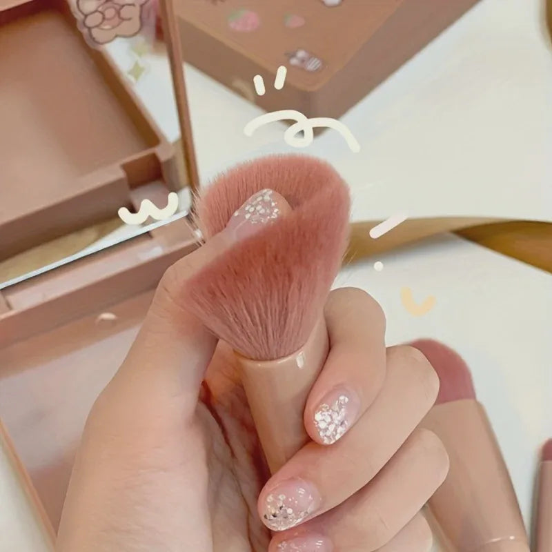 1sets 5Pcs Portable Makeup Brush Set With Mirror - Foldable Travel Kit ，Mini Makeup Brush Set Travel Makeup Brush Set