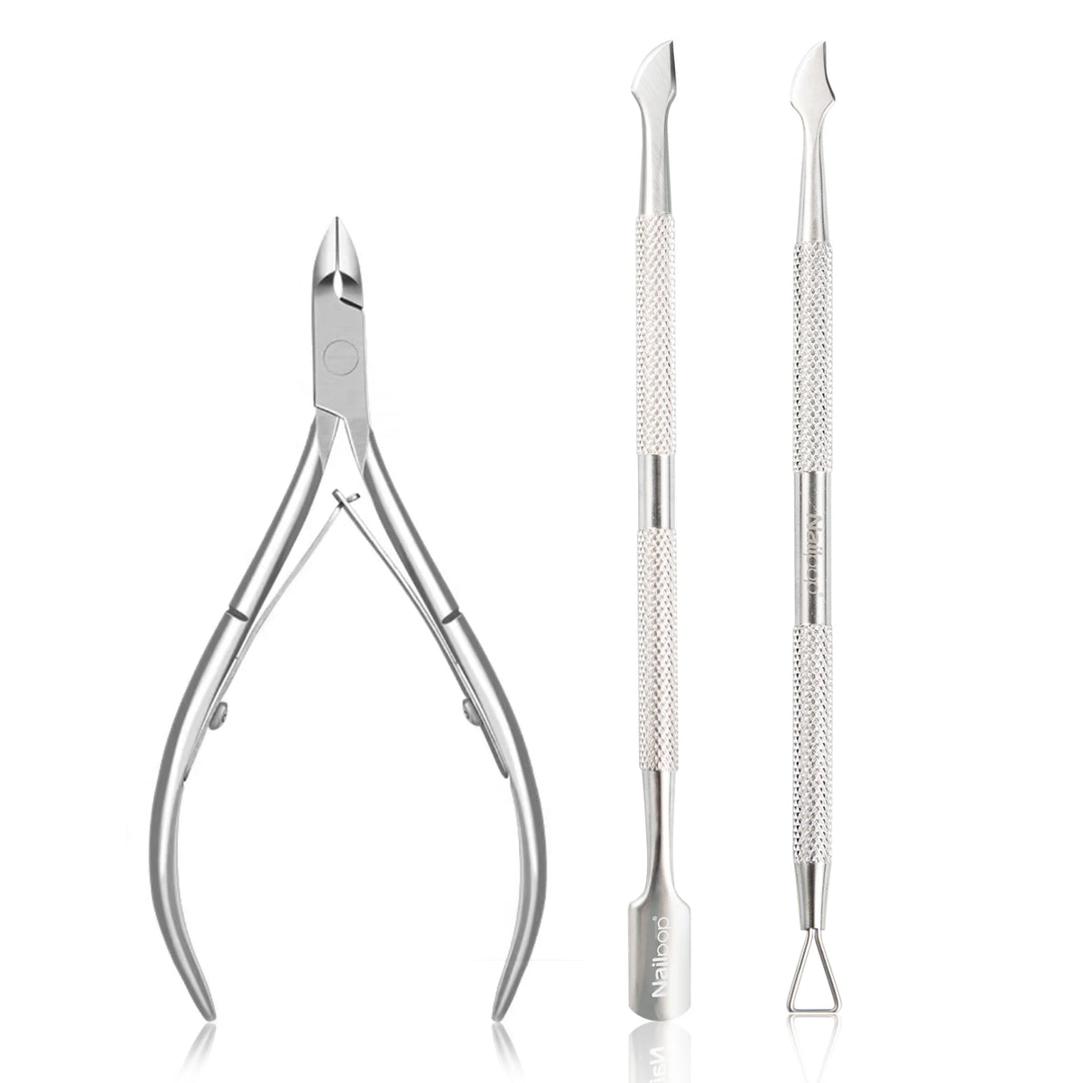 Nailpop Nail Cuticle Scissors Stainless Steel Manicure Pedicure Trimmer and Pusher Silver Dead Skin Scissor Nipper Clipper Tool