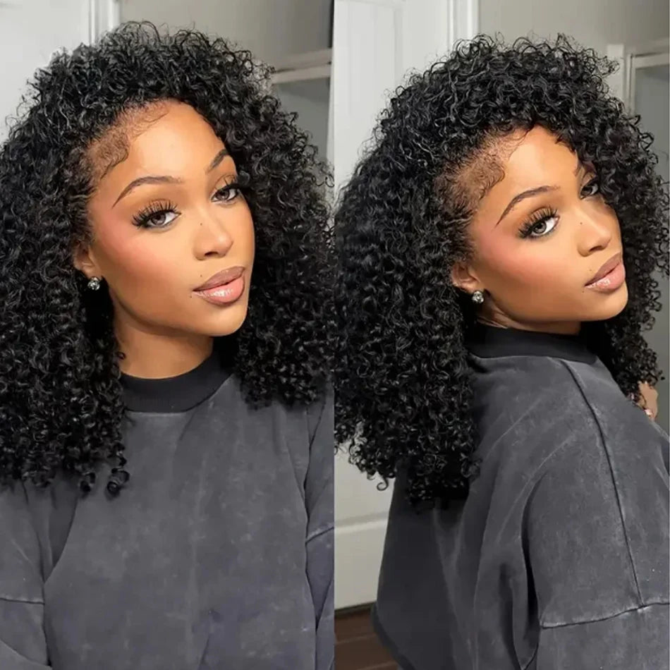 Kinky Curly Bob HD 13X6 Lace Frontal 250 High Density Full Virgin Human Raw Hair Wig Glueless Water Curly For Women Wet And Wavy