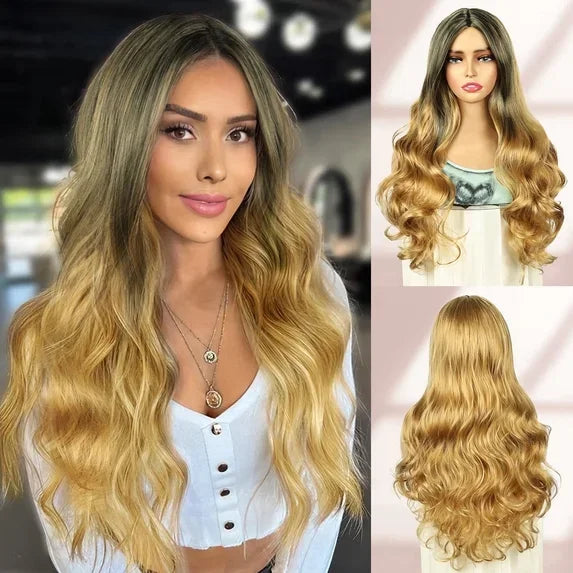 QUEENTAS 40 Inch Black Wig with Bangs Long Black Wigs for Women Synthetic Straight Hair Party Daily Wear