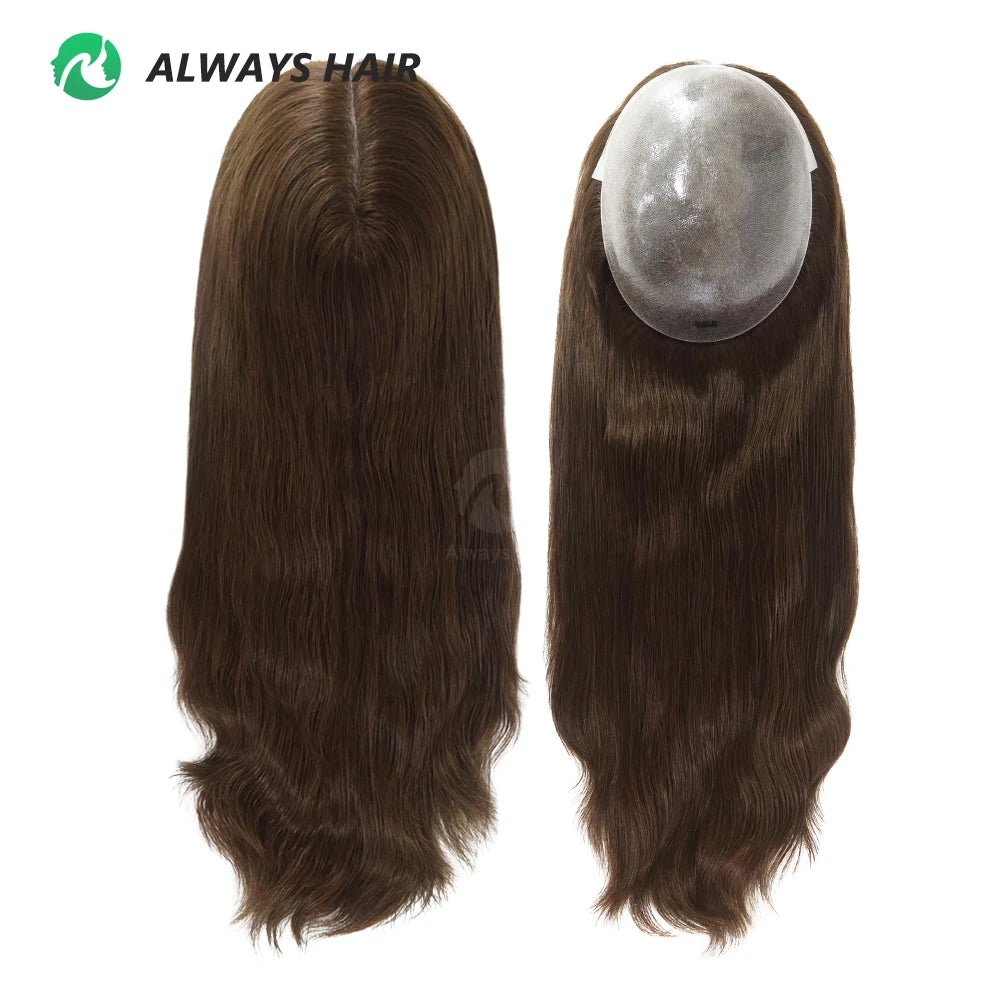 TP22- 18" Thin Skin Toupee For Women 7x9" Polyskin Brazilian Hair Human Hair Toppers