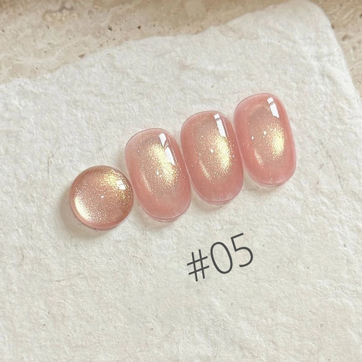 MN 10ML 1-16PCS Moonlight Ballet Magnet Cat Eye Nail Polish Gel Nude Pink Style With Gold Glass Beads Cat Eye Look Nail Polish