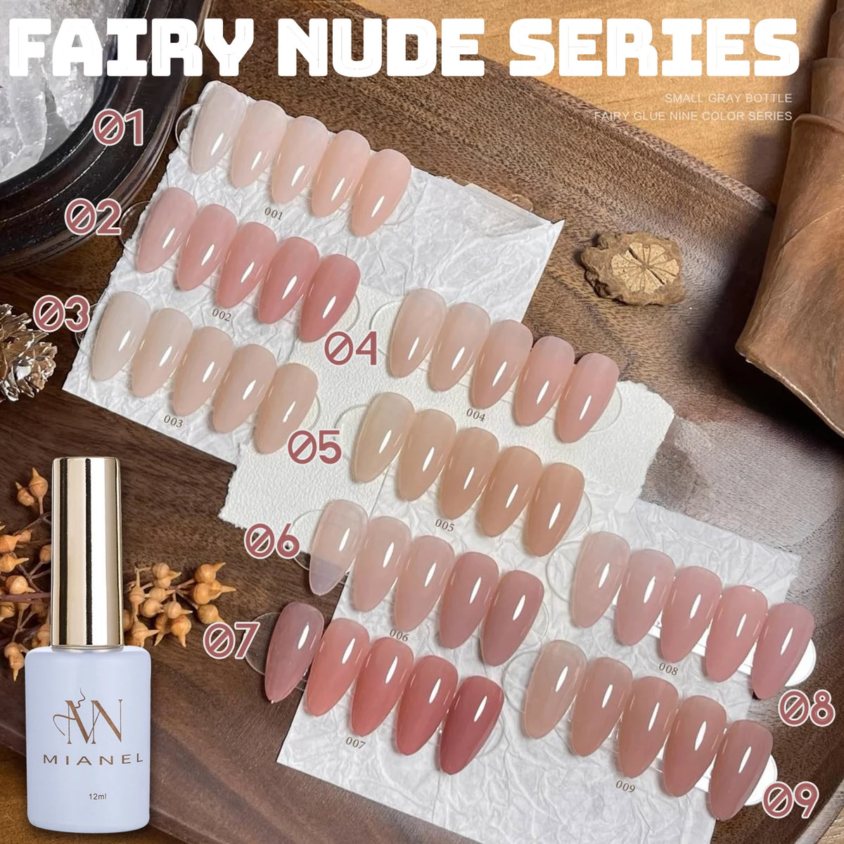 MIANEL 12ML Candy Glass Gel Nail Polish Set Ice-Clear Dopamine Spring Nails Fantasy Nail Art 1-10 Pcs