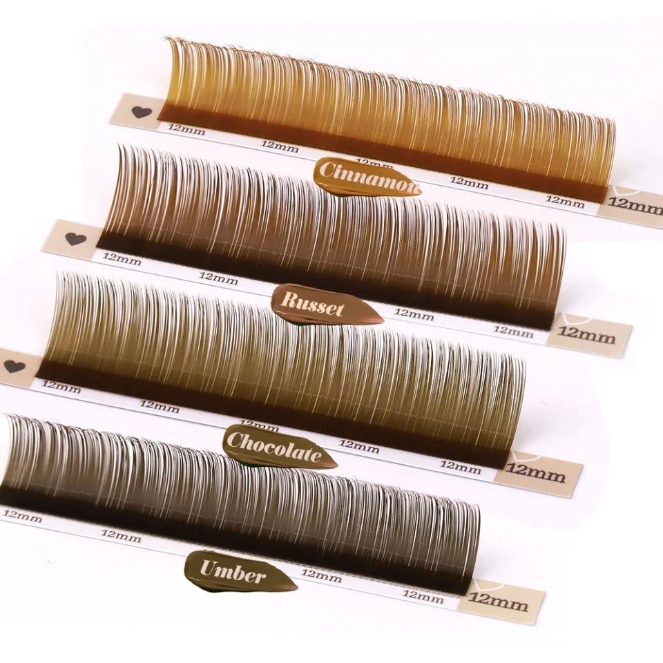 AGUUD Brown Classic Individual Eyelashes Russian Volume Lashes Colorful Premium 20Rows Cashmere Soft Dark Brown Lash Extensions