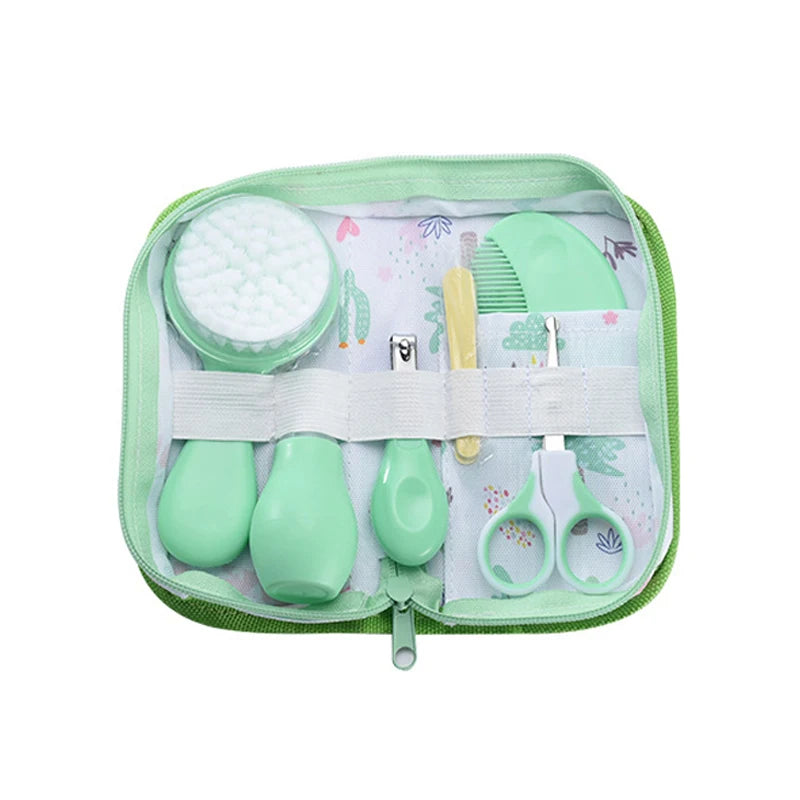 6Pcs Baby Care Kit+Storage Bag Nasal Aspirator Nail Scissors Hair Comb Brush Cleaning Tools Set Newborn Gift Kids Healthcare Kit