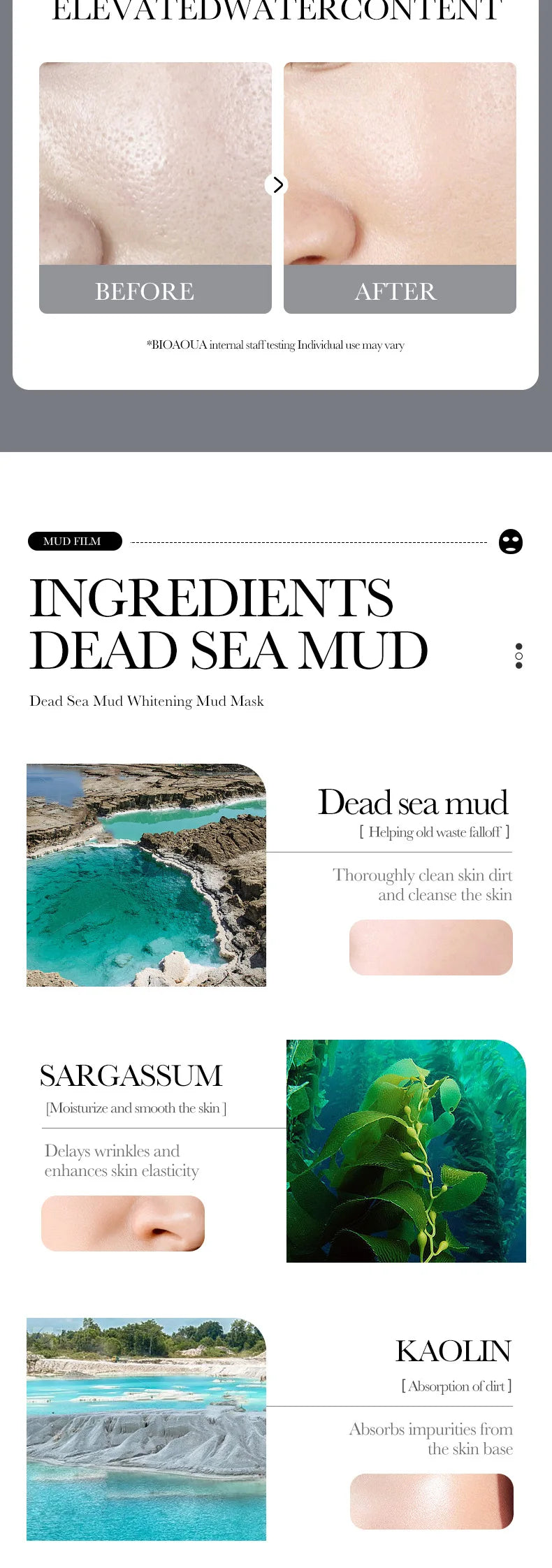 10pcs Dead Sea Mud Whitening Mud Mask Clean Deep Moisturizing Shrink Pores Blackhead Acne Facial Film Korean Skin Care Product