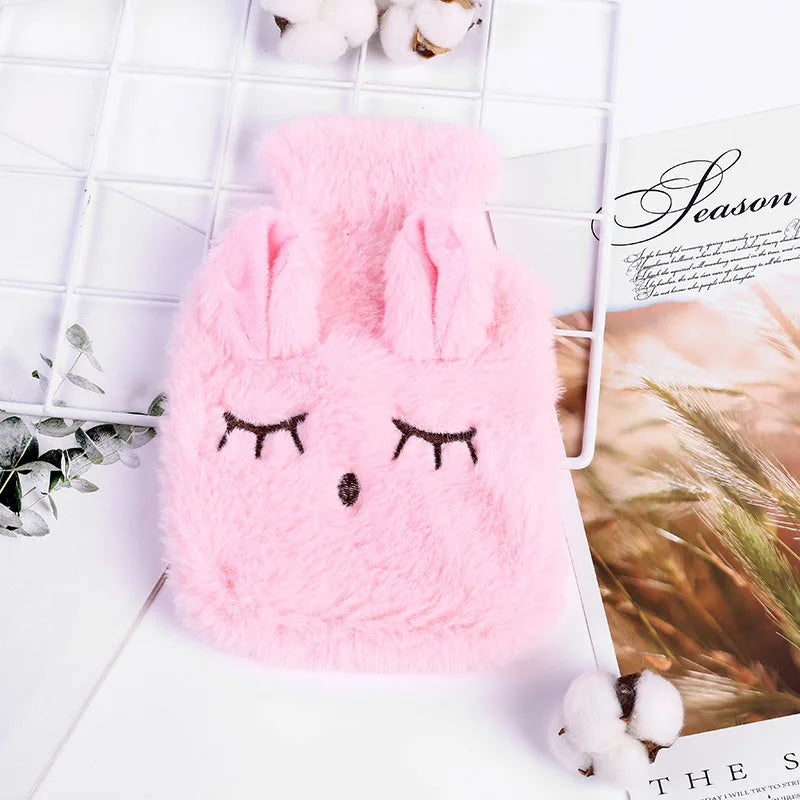 1Pc Portable Plush Rabbit Warm Handbag Removable and Washable Water Injection Hot Water Bag Stress Pain Relief Therapy