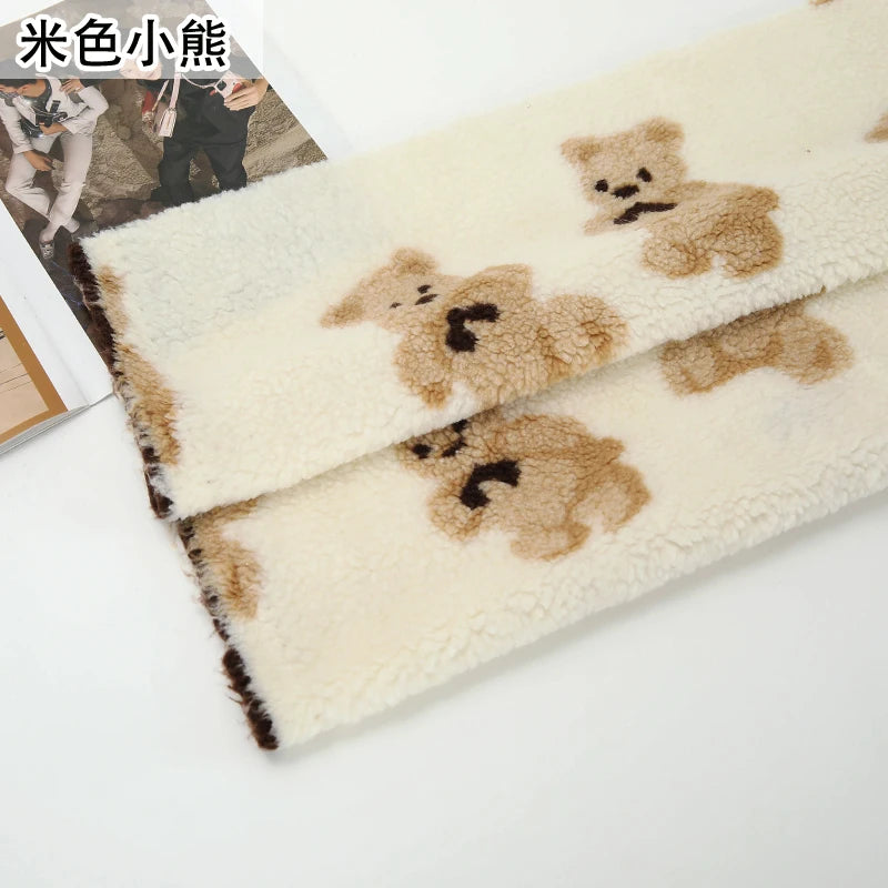 Thickened Short Hair Plush Fabric By The Meter for Needlework Autumn Coat Hoodies Dolls Diy Sewing Cloth Warm Soft Bear Plaid