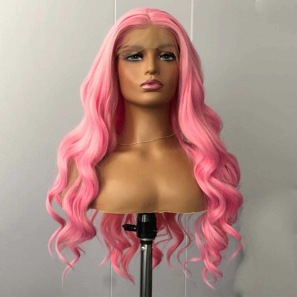 Pink Wig Long Curly Wavy Synthetic Lace Front Wig Loose Deep Wave Natural Colored Hair 13X4 Lace Frontal Wigs for Women Party