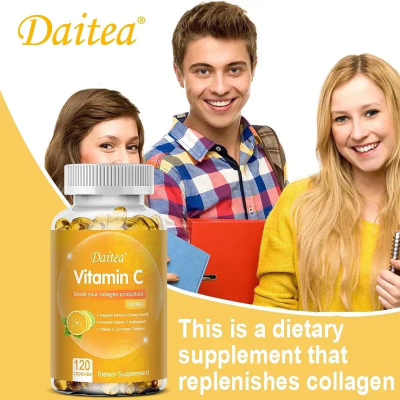 Vitamin C 2000 Mg Capsules, Nutritional Supplements - Immunity, Collagen Boosters and Antioxidants, Skin Health, Vitamin C