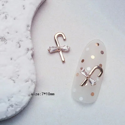5Pcs Nail Art Jewelry Christmas Zircon Alloy Diamond Snowflake Christmas Tree Elk Bells Super Flash Luxury Nail Accessories