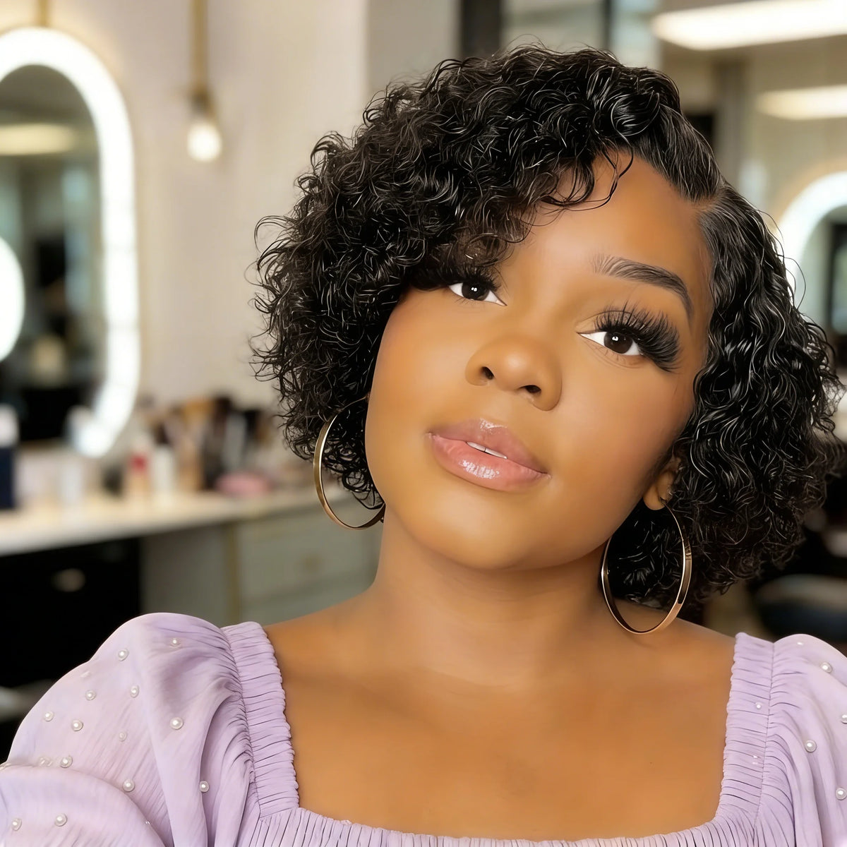 Curly Bob Wig Human Hair Deep Wave Lace Front Wigs 13x4 Short Pixie Wigs for Women Pre Plucked 180% density