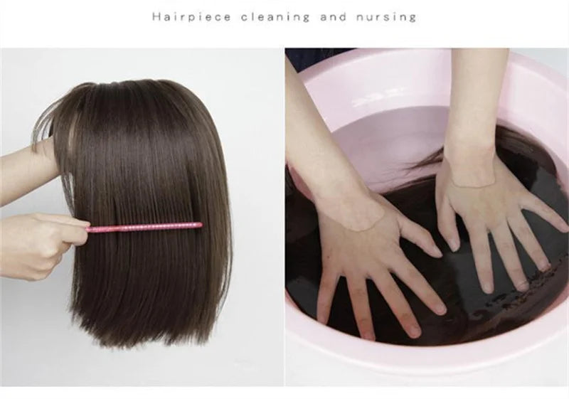 Korea Hair Extensions Synthetic Cute JK Girl Cosplay Air Bangs Wig Breathable Head Cover 50cm Long Straight Wig Hat for Women
