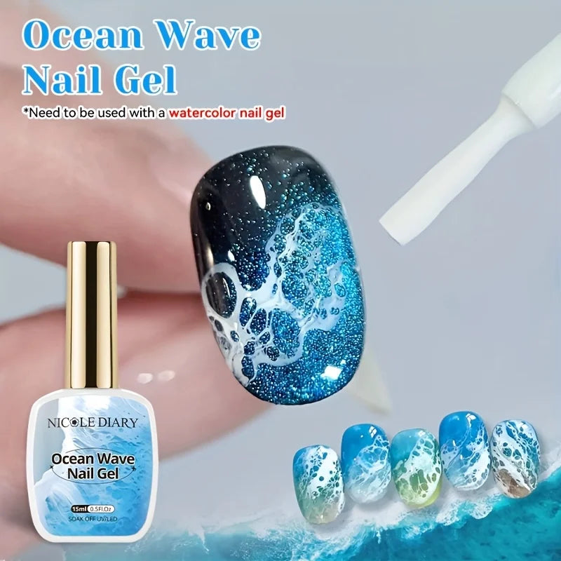NICOLE DAIRY 15ml Bubble Ocean Wave Gel White Gel Nail Polish Summer Nail Poke Varnish UV LED Soak Off Gel For Nail Art Manicure