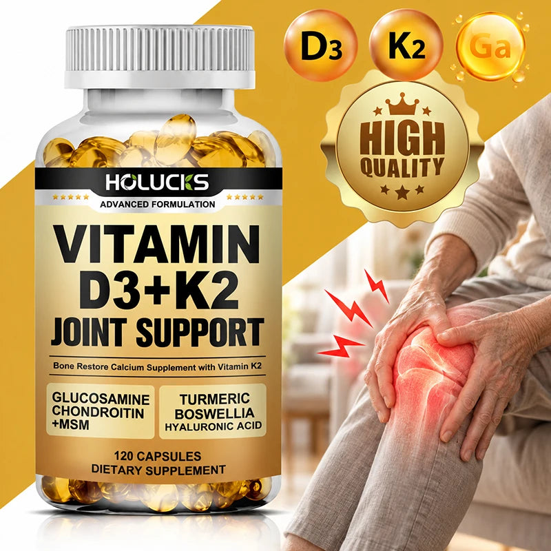 Advanced Vitamin D3 K2 Joint Support Supplement, for Heart & Bone Health, Cardiovascular & Immune Support, Calcium Absorption