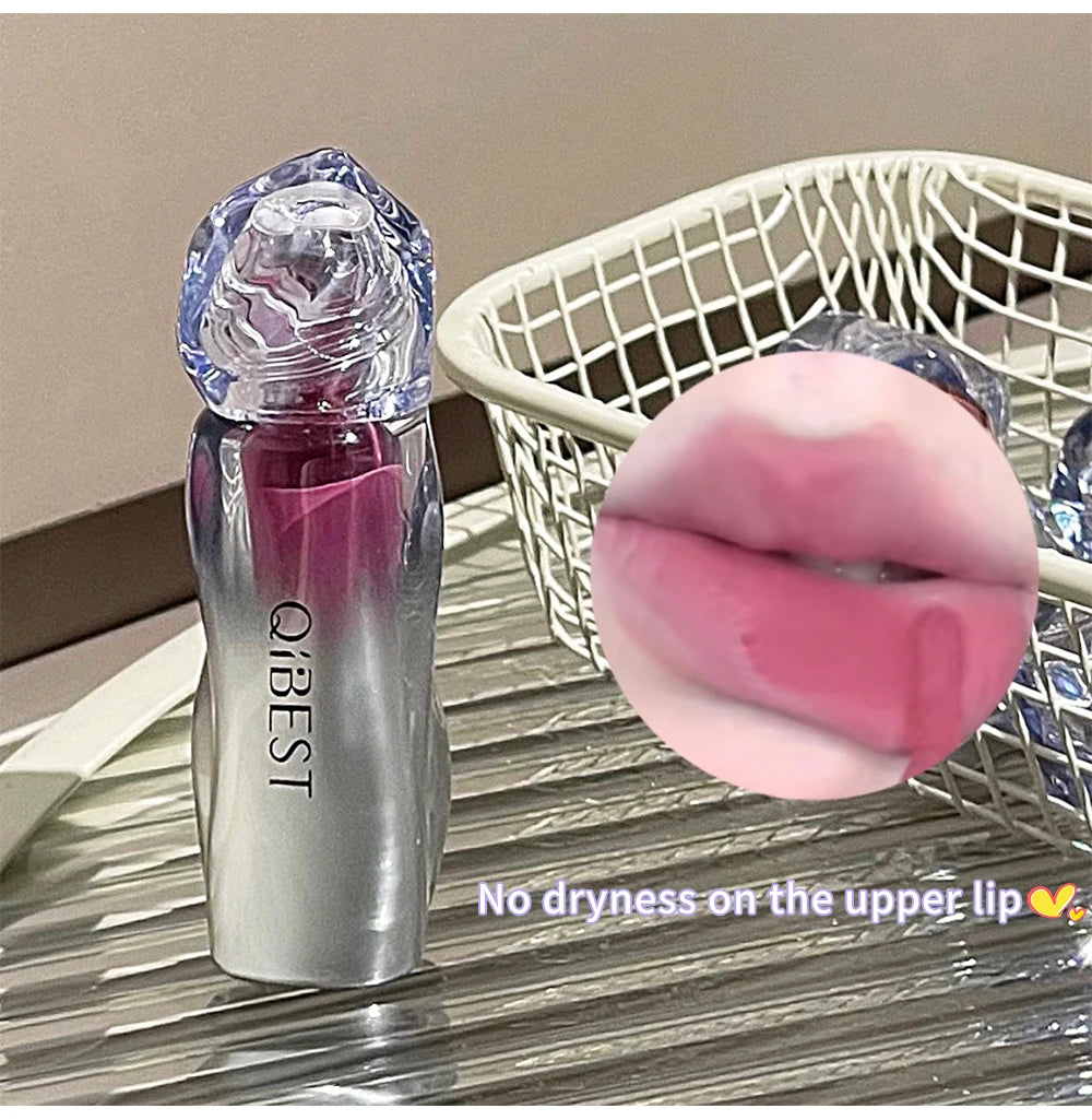 QIBEST Matte Velvet Liquid Lipstick Natural Long-Lasting Highly Pigmented Lip Mud Portable Finish Universal Lip Gloss Makeup
