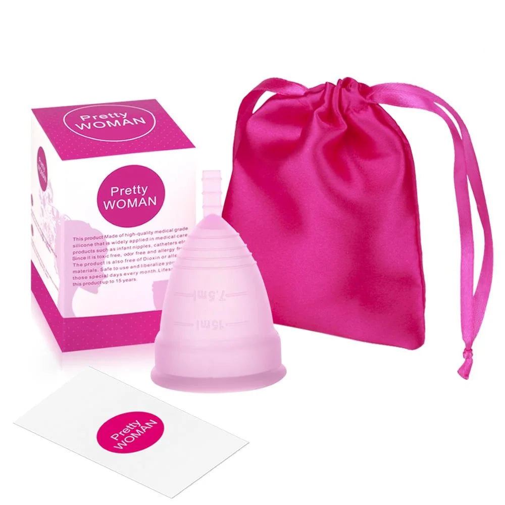 2 Pcs Feminine Hygiene Menstrual Silicone Cup Medical Silicone Menstrual Cup Lady Women Period Cup Copa Menstrual