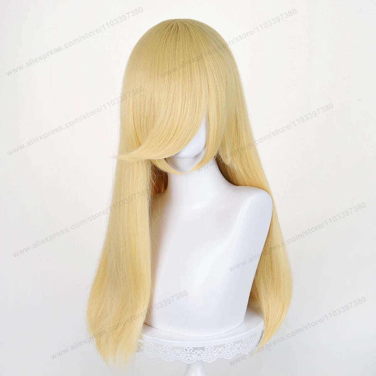 60cm Long Straight Cosplay Synthetic Wig With Bangs Golden Yellow Green Blonde Purple Heat Resistant Hair Anime Wigs + Wig Cap
