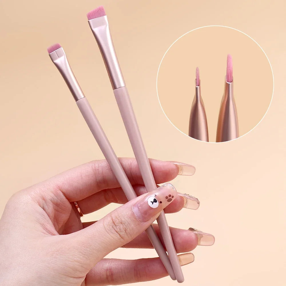 Pink Black Eye Makeup Brushes Flat Eyebrow Eyeliner Brush Professional Angled Wooden Eyeshadow Brushes Make Up Cosmetics Tools
