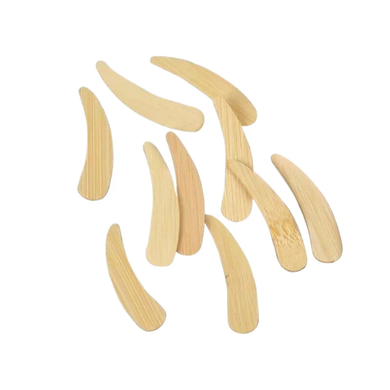 10pc Wooden Bamboo Facial Mask Spatula Disposable Curved Scoop Makeup Mask Cream Biodegradable Stick Bamboo Cosmetic Spatulas