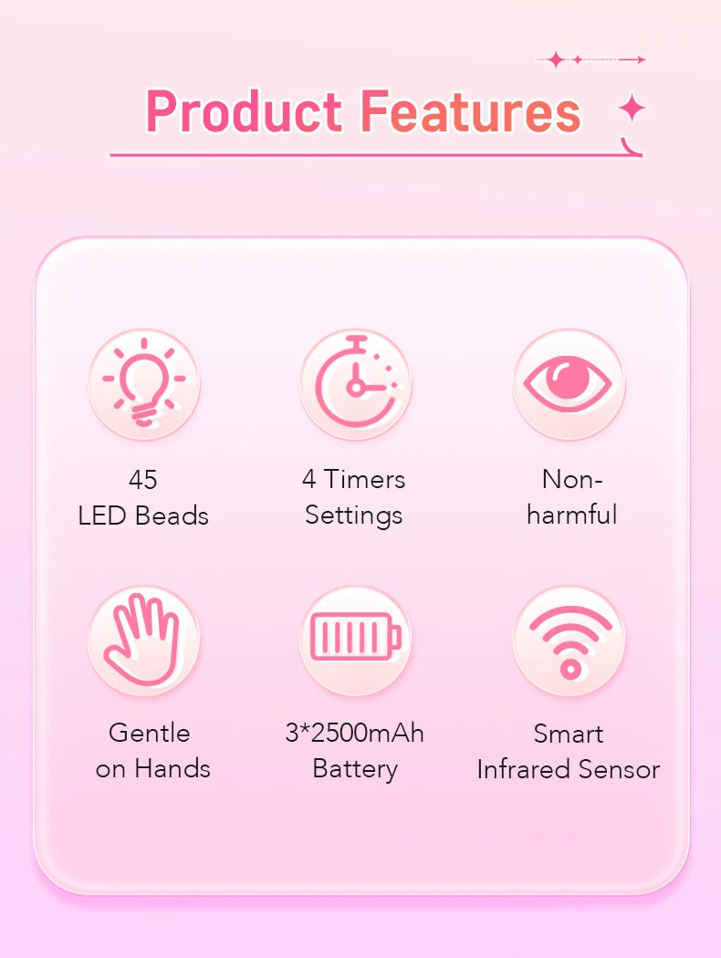54W Cordless UV LED Nail Lamp with 30 Beads Rechargeable Professional Nail Dryer with 3 Timer Settings for Home and Salon Use