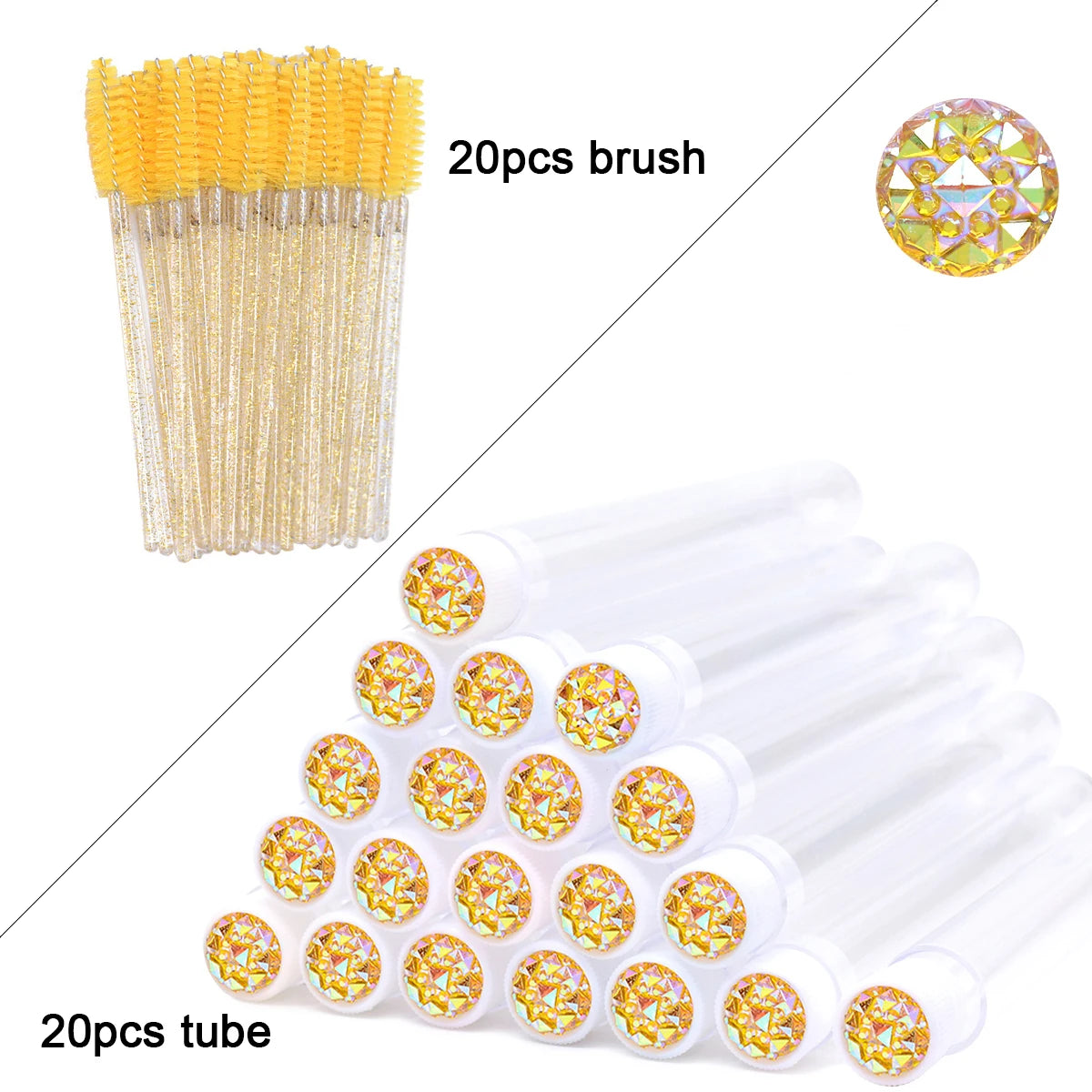 20Pcs Eyelash Extension Brushes With Tubes Lash Mascara Wands Eyebrow Comb Spoolies Container Disposable Makeup Tool Applicator