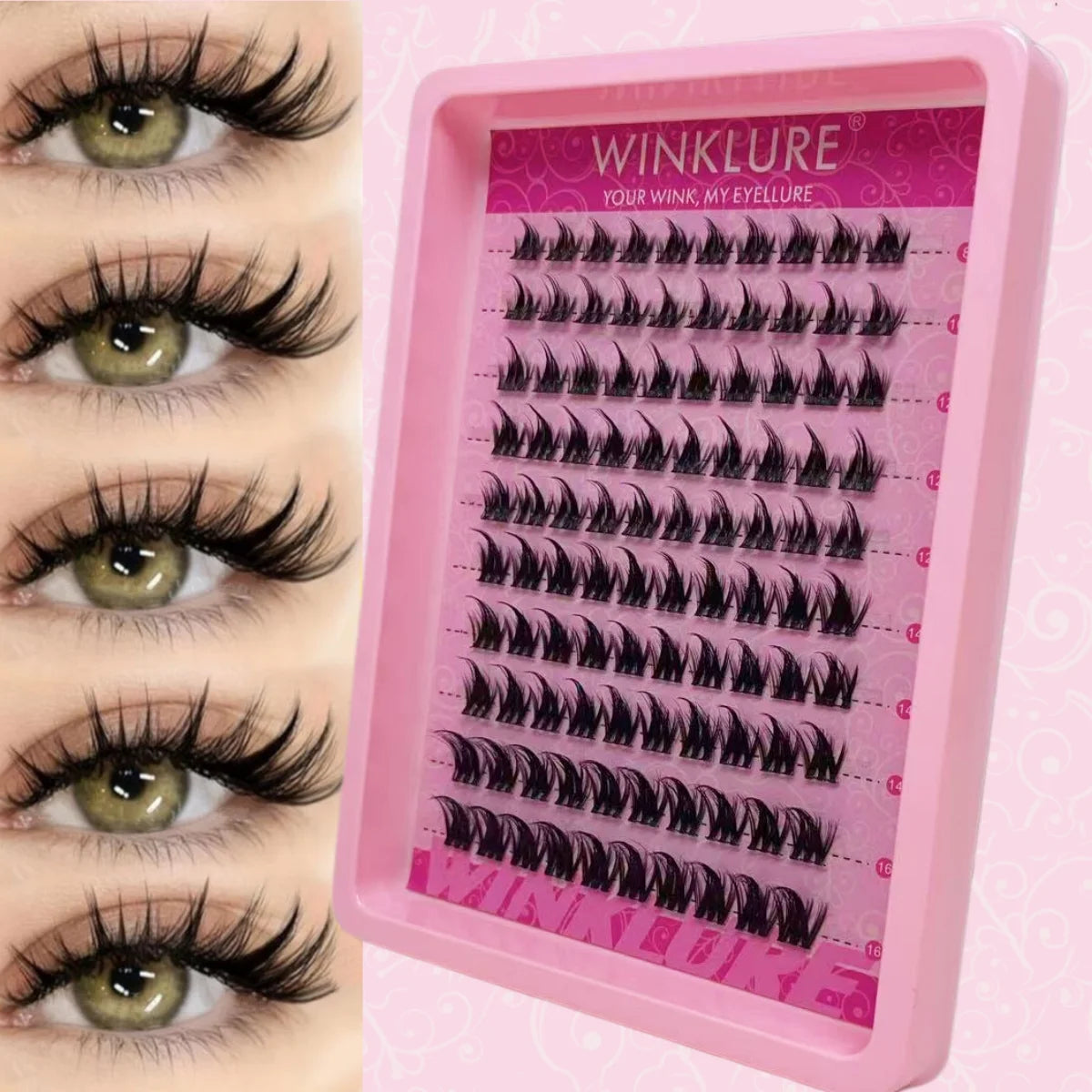 WINKLURE Clusters of False Eyelashes, 8-16Mm, Natural And Thin, Reusable, Perfect for Halloween, Christmas, Valentine'S Day Gift