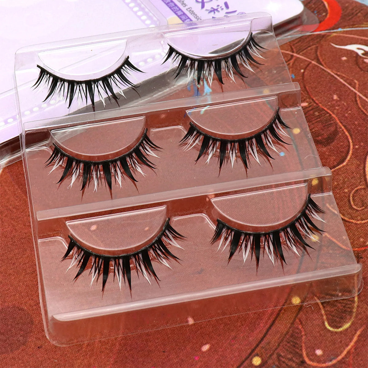 White lashes full strips Natural manga False Eyelashes DIY Wispy Strip lash For Women Halloween Christmas Party makeups