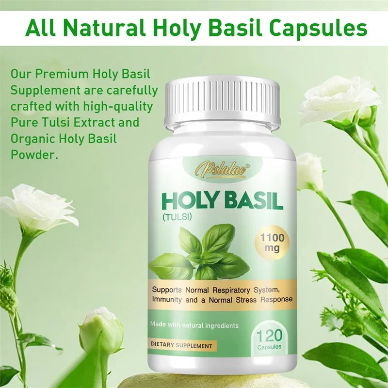 Holy Basil Capsules - Enhance Immunity, Relieve Stress, Relax The Body and Mind, Improve Vitality and Energy Levels