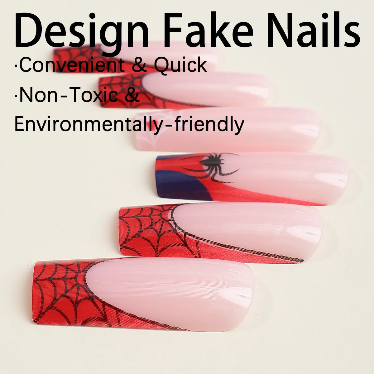 24pcs Glitter Pink Sequins Fake Nails 2025 Halloween Scary Skull Love Print False Nails Wearable European Ballet Press on Nails