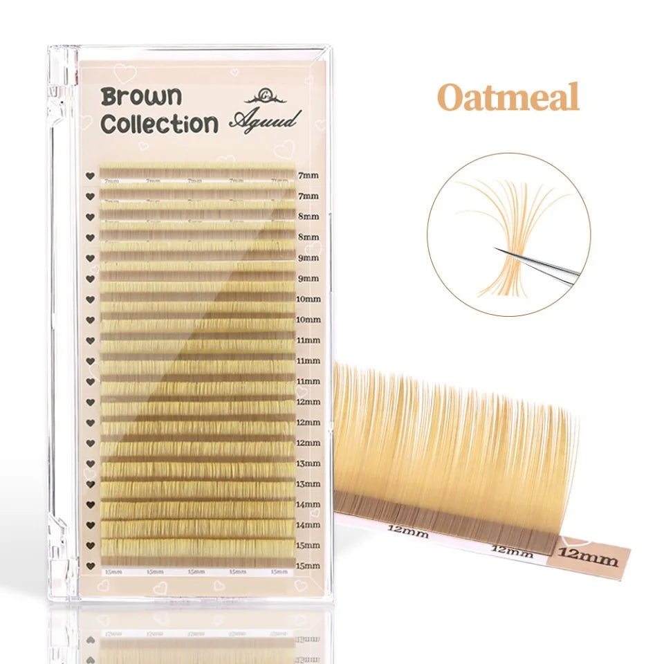 AGUUD Brown Classic Individual Eyelashes Russian Volume Lashes Colorful Premium 20Rows Cashmere Soft Dark Brown Lash Extensions