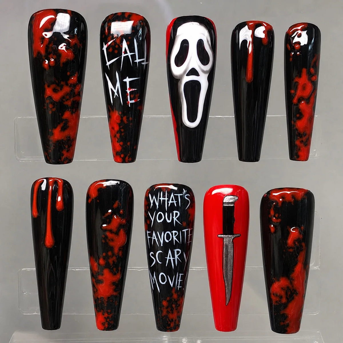 30pcs Halloween Press On Nails Gothic Skeleton Skull Spider Web Black Cat Haunted House Fake Nail Almond False Nail for Women