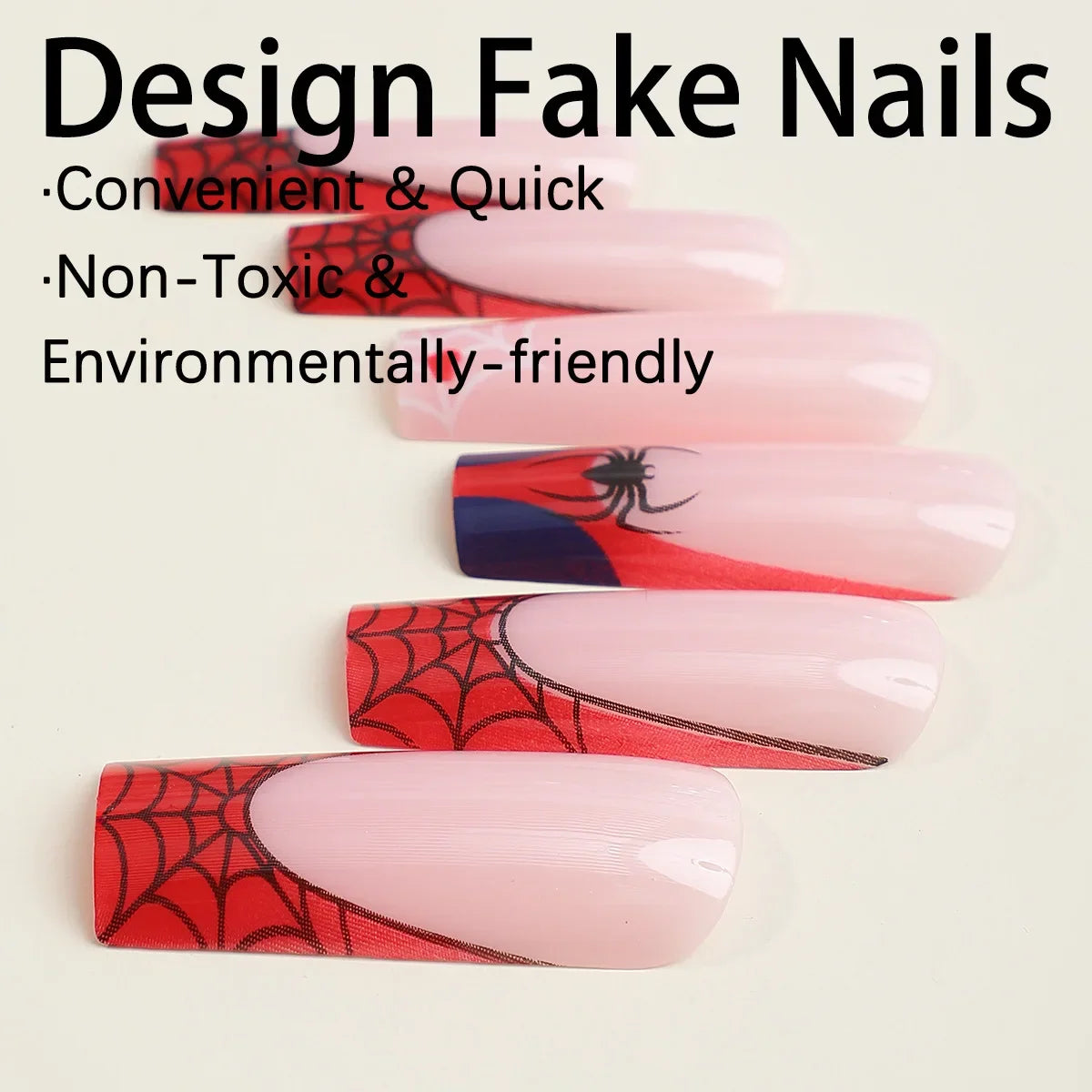 24pcs Glitter Pink Sequins Fake Nails 2025 Halloween Scary Skull Love Print False Nails Wearable European Ballet Press on Nails