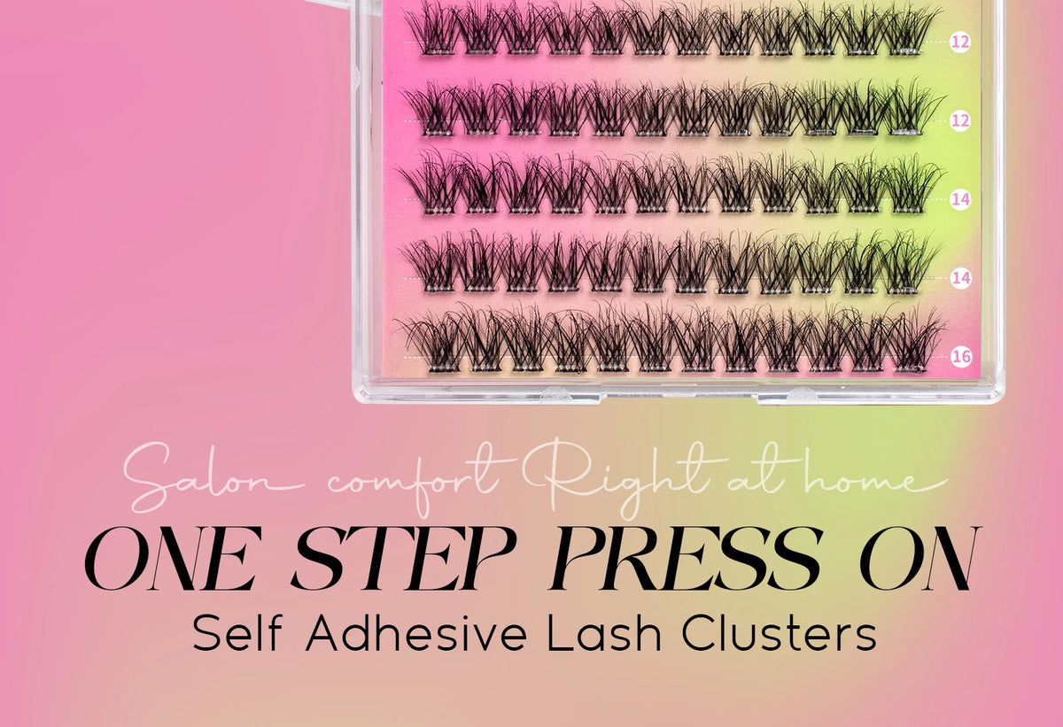 VYRILA Self Adhesive Cluster Lashes Glue-Free DIY Individual Eyelash Extension Natural Soft Lashes No Glue Needed Segmented Lash