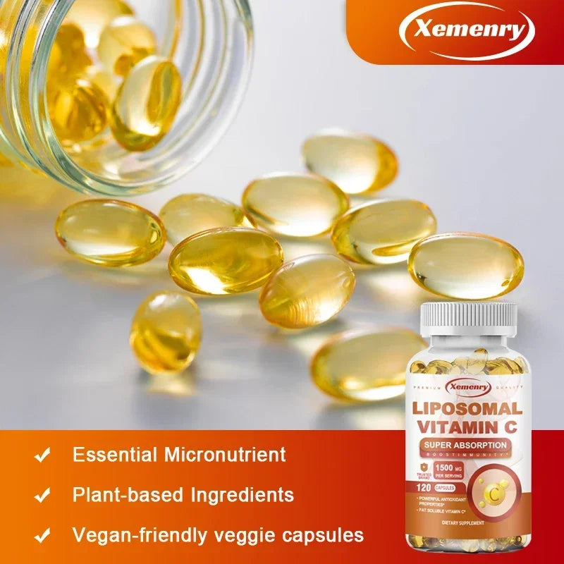Liposomal Vitamin C Capsules - Powerful Antioxidant, Promotes Collagen Production, Skin Glow, Supports Heart, Immune Health