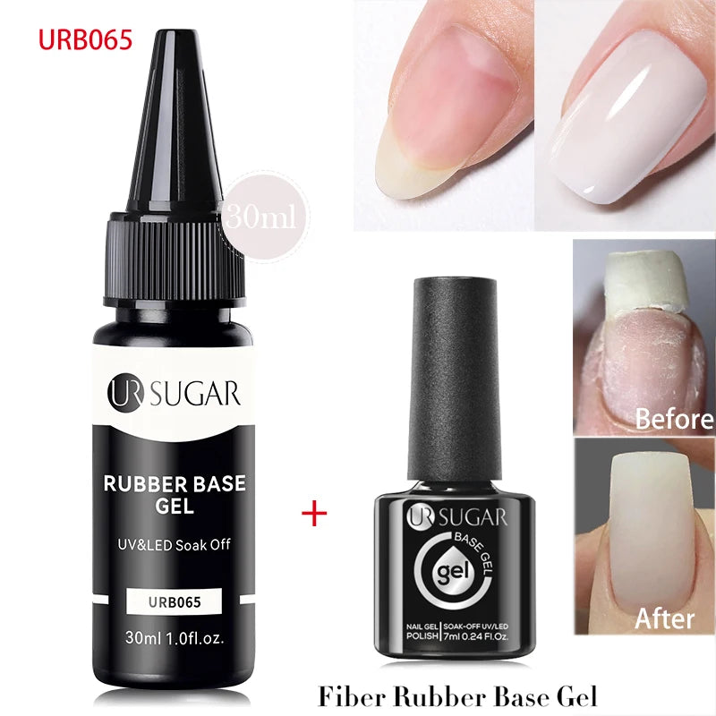UR SUGAR 30ml Refilled Rubber Base Gel Big Capacity Crystal Nude Pink Clear Soak Off UV LED Nail Art Varnish Constructed Gel
