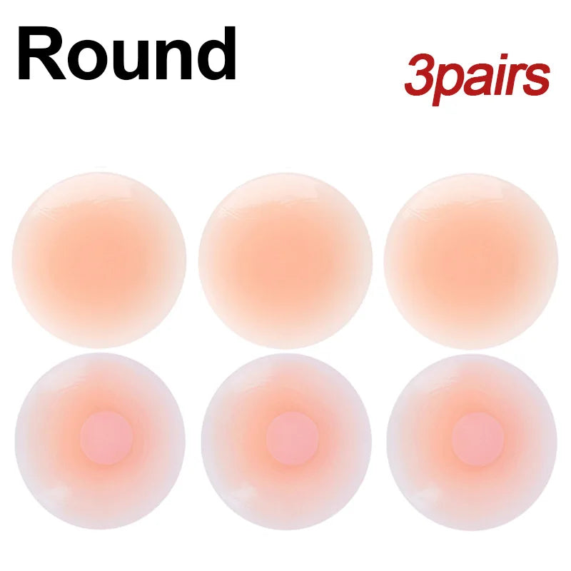 Round Reusable Breast Petals Lift Invisible Silicone Bra-less Pasties Pad Nipple Cover Invisible Petal Adhesive Stick on Bra
