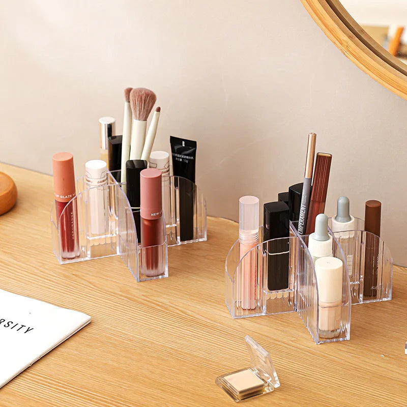 Clear PET Lipstick Storage Box 9 Compartments Cross Slot Makeup Brush Organizer Desktop Lip Gloss Eyebrow Pen Display Organizer