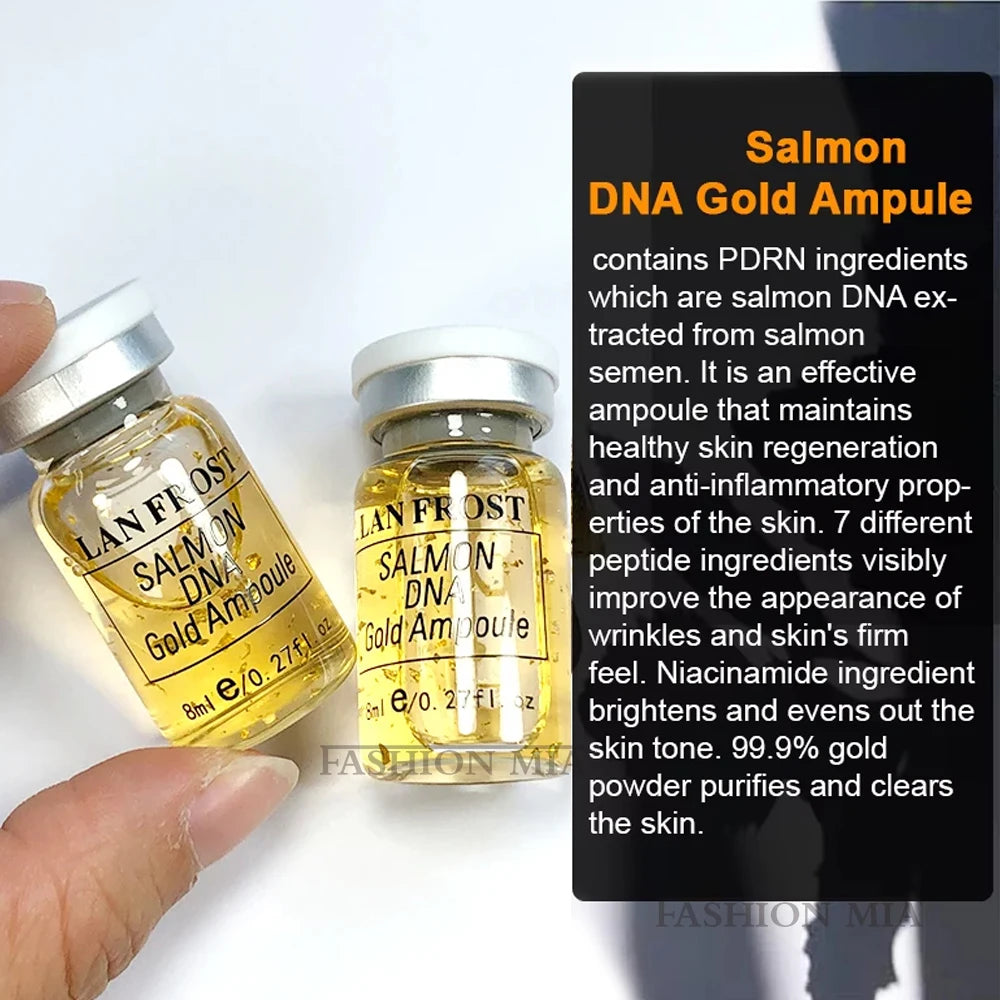 8ml Salmon DNA Gold Ampoule Skin Booster Serum Kit BB Cream Glow Natural Brightening Whitening Moisturizing Face Skin Care