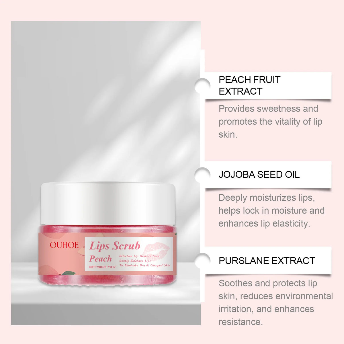 Peach Brightening Lip Scrub Exfoliating Pink Plumper Moisturize Smooth Skin Repair Lighten Fine Line Dead Skin Remover Lip Scrub