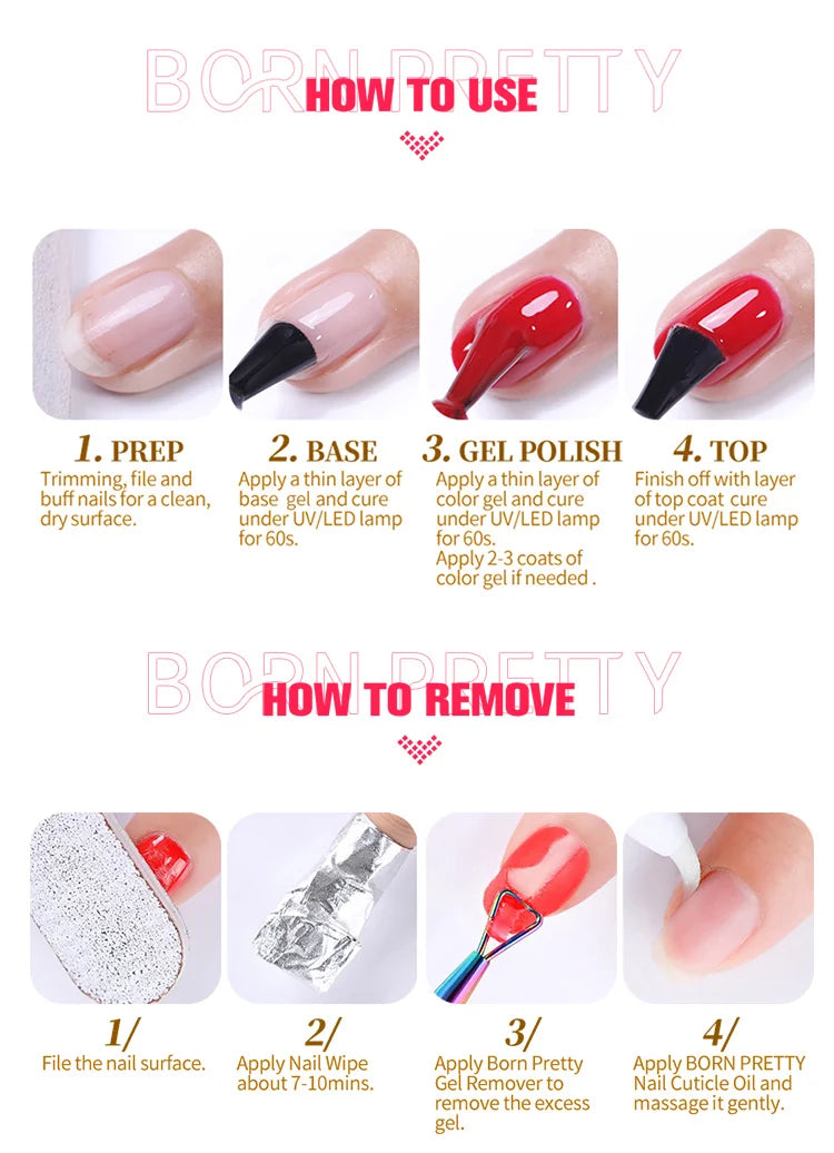 BORN PRETTY 10ml Glitter Pink Nude Jelly Nail Gel Polish Varnis Semi-permanent Sheer Translucent UV LED Soak Off Gel Polish