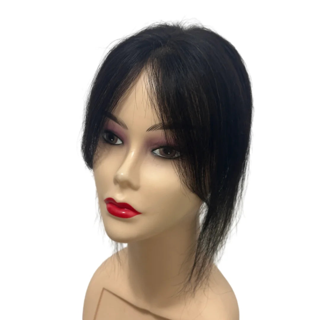 7x10cm Breathable Lace Human Hair Toppers 10 Inch Invisible Clip In Bangs for Women Natural Hairpieces Cover Thinning Hair Daily